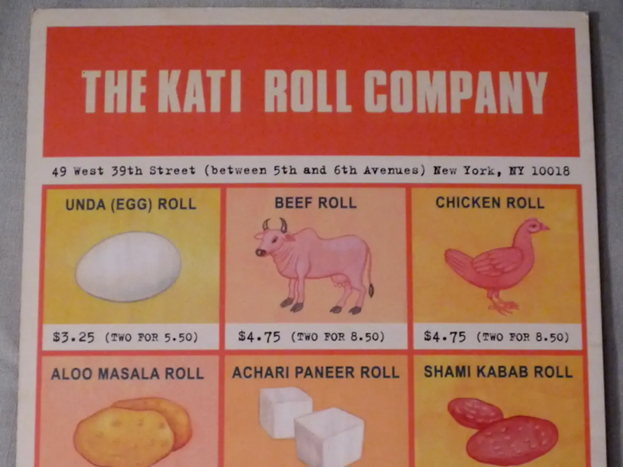 In this picture I can see a menu card on an object, there are pictures, words and numbers on the...