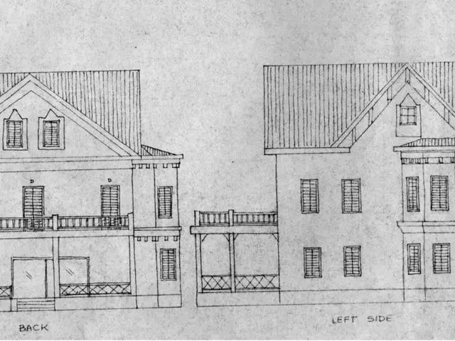 In this picture we can see a drawing of houses and some text.