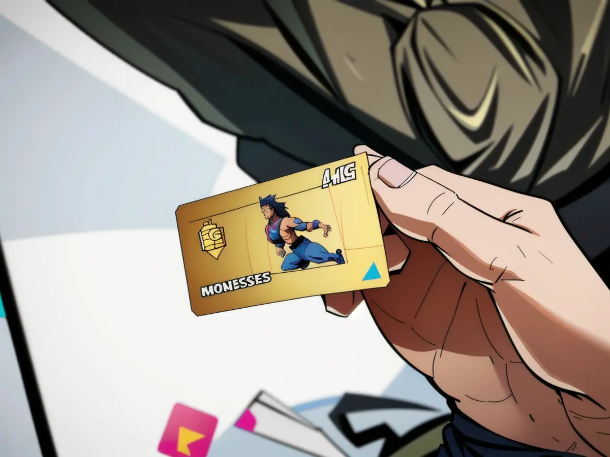 An individual brandishing a gold American Express business credit card in their right grasp.