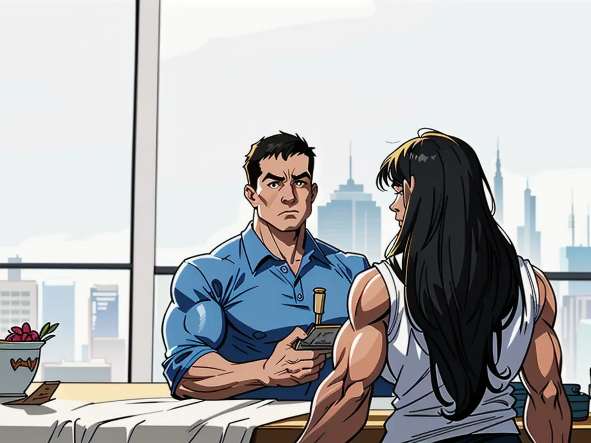 Title: Engaged Executive Listens to Female Client's Unfamiliar Voice