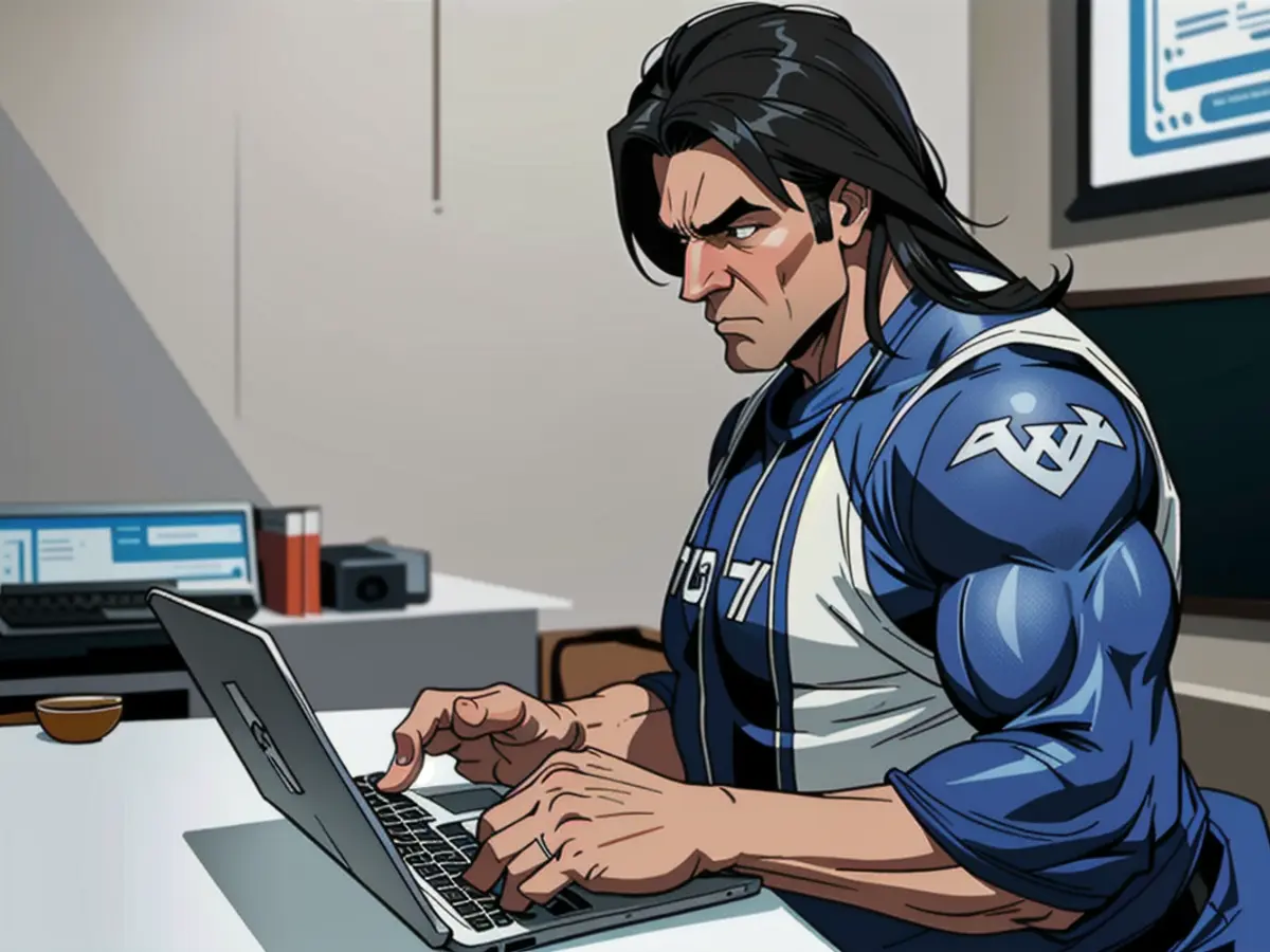 Investing from the comfort of home, an individual taps away diligently on their laptop's keyboard.