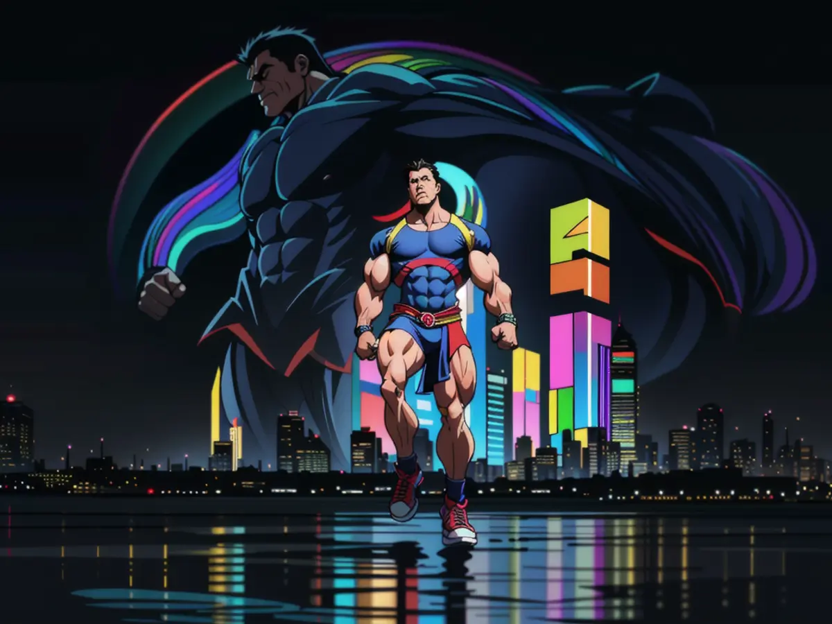 Visual depiction of a silicon-based circuit structure, showcasing the phrase "AI" in vibrant hues,...