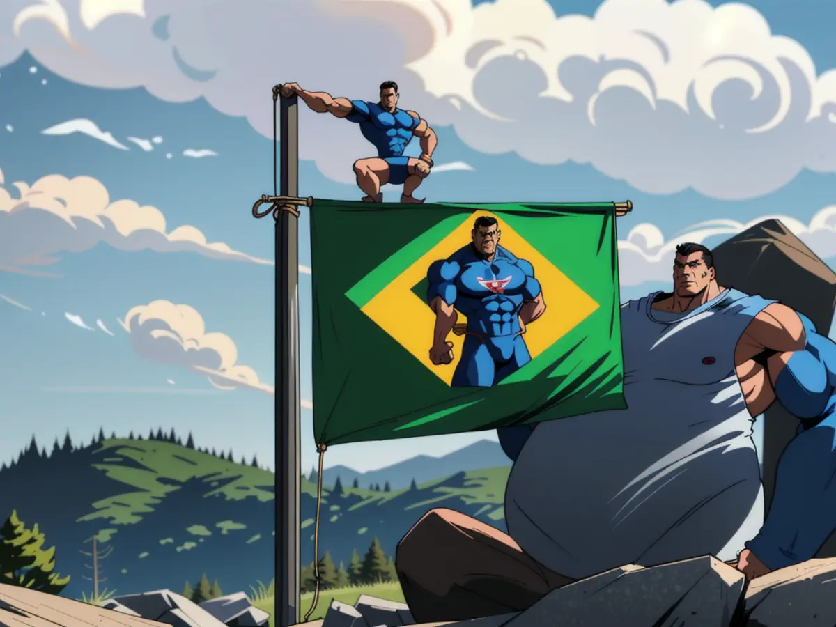 Unedited depiction: Man with gun stands over group of people in protest, raising finger in defiance. Brazil's São Paulo Assembly (SPA) to convene with state officials on April 4, aiming to harmonize gambling regulations and establish a nationwide gambling system in accordance with their 2025-2026 policy schedule.